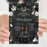 Zwarte en witte prinses Quinceanera Birthday Kaart<br><div class="desc">Zwarte en witte prinses Quinceanera Birthday</div>