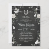 Zwarte en Witte prinses Quinceanera Birthday Party Kaart (Voorkant)