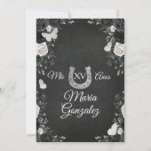 Zwarte en Witte prinses Quinceanera Birthday Party Kaart (Achterkant)