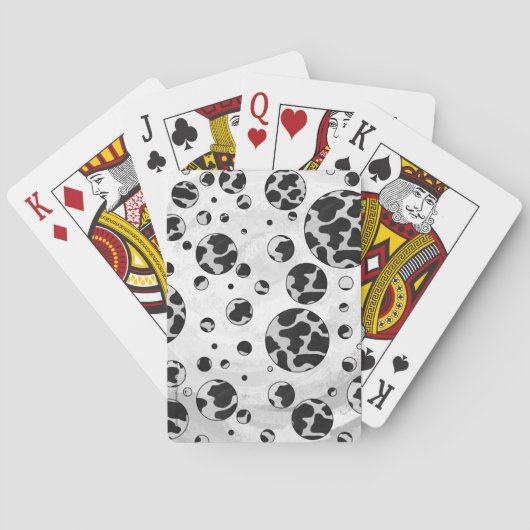 Zwarte en Witte Print Koe met Stippen Pokerkaarten (Achterkant)