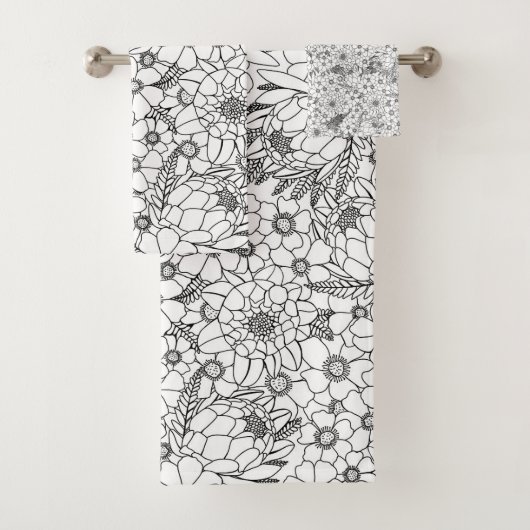 Zwarte en witte Protea Wildflower Garden Bad Handdoek (Insitu)