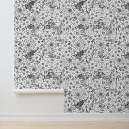 Zwarte en witte Protea Wildflower Garden Behang