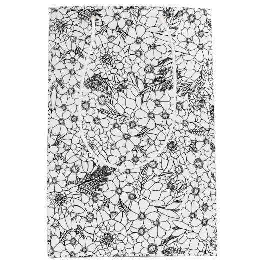 Zwarte en witte Protea Wildflower Garden Medium Cadeauzakje (Voorkant)