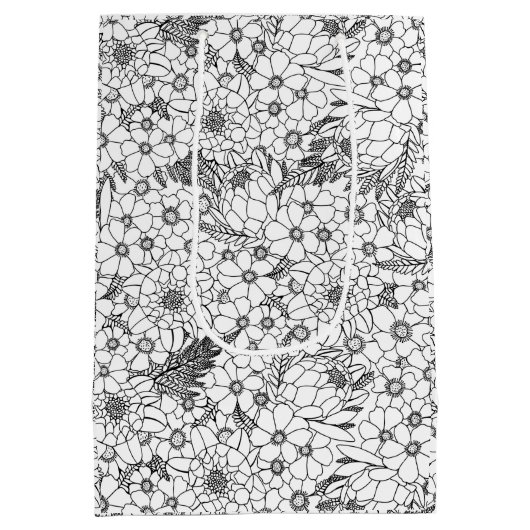 Zwarte en witte Protea Wildflower Garden Medium Cadeauzakje (Achterkant)