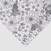 Zwarte en witte Protea Wildflower Garden Tissuepapier (Detail)