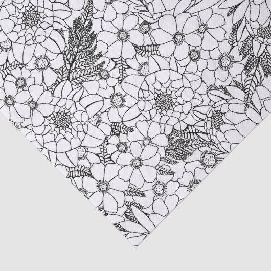 Zwarte en witte Protea Wildflower Garden Tissuepapier (Detail)