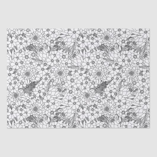 Zwarte en witte Protea Wildflower Garden Tissuepapier (Voorkant)