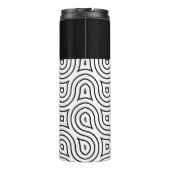 Zwarte en witte psychedelische golven thermosbeker (Achterkant)