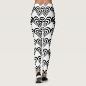 zwarte en witte pulserende zebra harten liefde leggings (Achterkant)