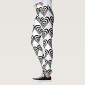 zwarte en witte pulserende zebra harten liefde leggings (Links)