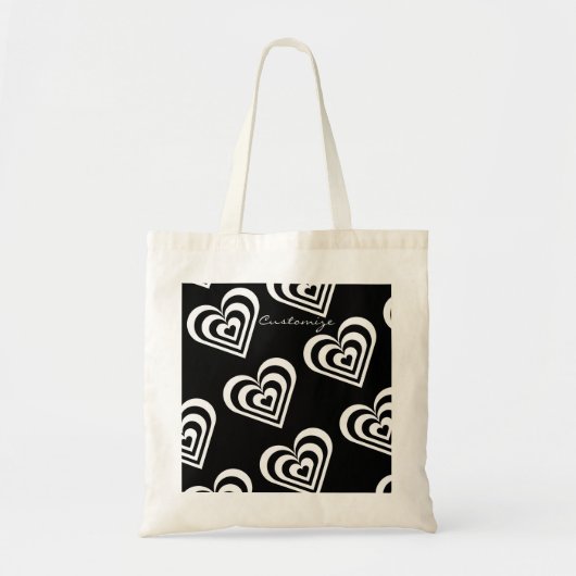 zwarte en witte pulserende zebra harten liefde tote bag (Voorkant)