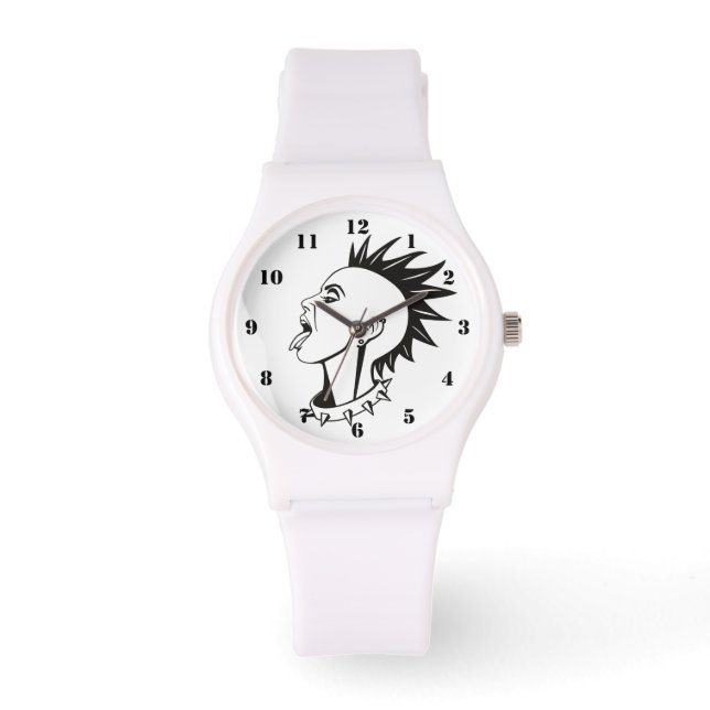 ZWARTE EN WITTE PUNK VROUW HORLOGE (Voorkant)