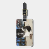 zwarte en witte puppy bagagelabel (Voorkant verticaal)
