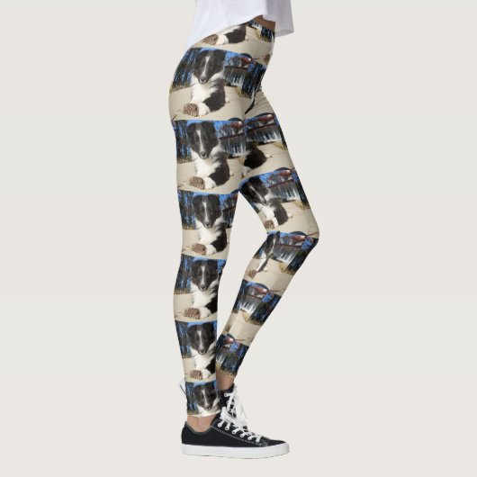 zwarte en witte puppy leggings (Rechts)