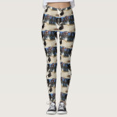 zwarte en witte puppy leggings (Voorkant)