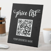 Zwarte en witte QR-code Beauty Salon-prijslijst Reclamebord Met Voetstuk (Insitu)