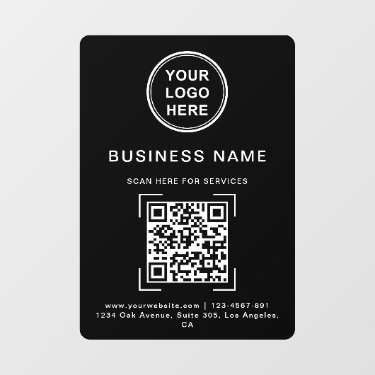 Zwarte en witte QR-code logo bedrijfsnaam Raamsticker (Vel)