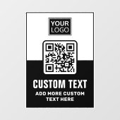 Zwarte en witte QR-code, logo en aangepaste tekst Raamsticker (Vel)