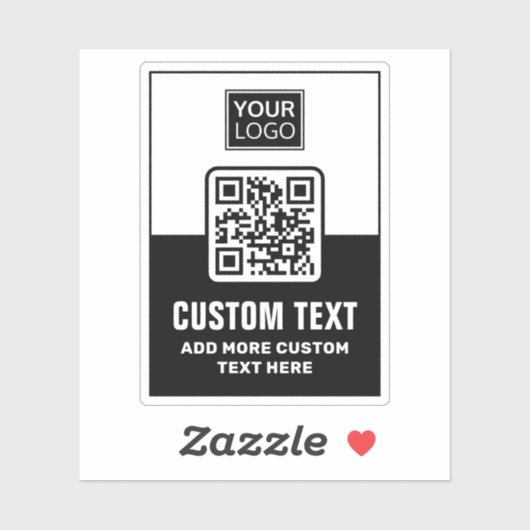 Zwarte en witte QR-code, logo en aangepaste tekst Sticker (Vel)