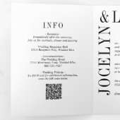 Zwarte en Witte QR-code Moderne Trouw Drieluik Uitnodiging (Binnenzijde eerst)