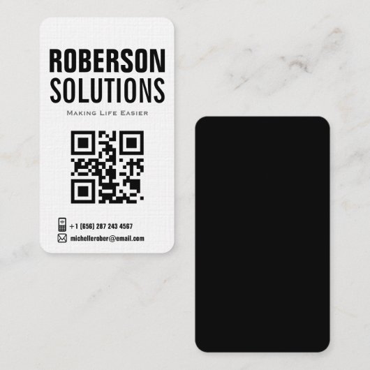 zwarte en witte qr - code op vetgedrukt ontwerp visitekaartje (Voorkant / Achterkant)