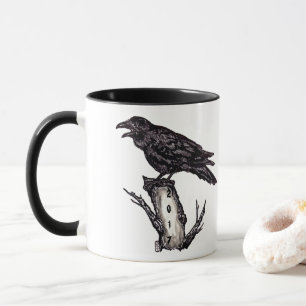 Zwarte en witte Raven Mok Halloween Persoonlijke d