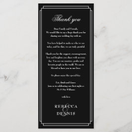 Zwarte en witte receptie Hartelijk dank Menu