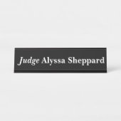 Zwarte en witte rechter bureau naambordje (Voorkant)