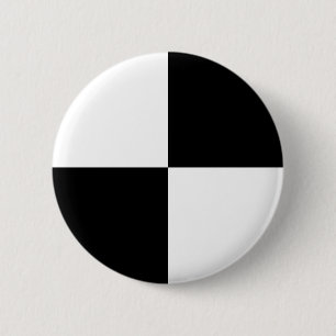 Zwarte en witte rechthoeken ronde button 5,7 cm