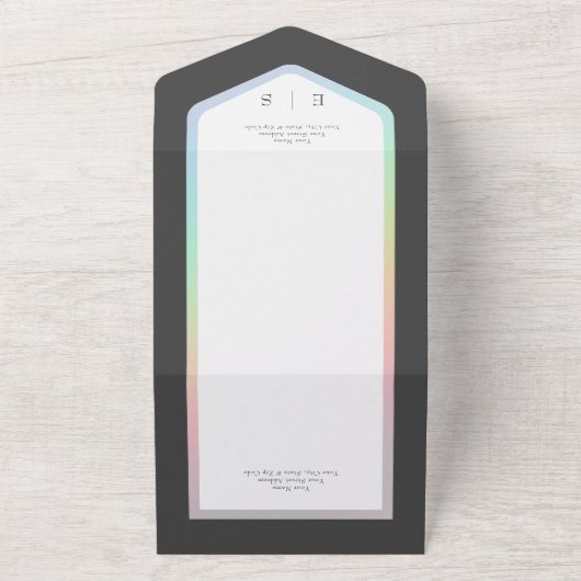 Zwarte en witte regenboog Modern diner All In One Uitnodiging (Buitenkant)