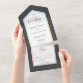 Zwarte en witte regenboog Modern diner All In One Uitnodiging (Afscheurbaar)