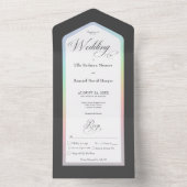 Zwarte en witte regenboog Modern diner All In One Uitnodiging (Binnen)