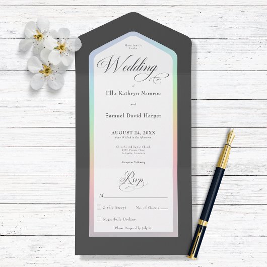 Zwarte en witte regenboog Modern Geen diner All In One Uitnodiging