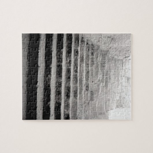 Zwarte en witte reisfoto Stone Stairway Legpuzzel (Horizontaal)