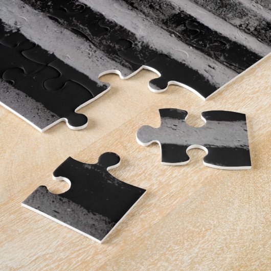 Zwarte en witte reisfoto Stone Stairway Legpuzzel (Zijkant)