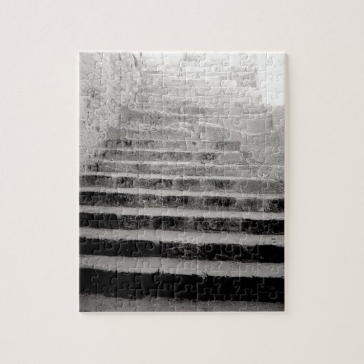 Zwarte en witte reisfoto Stone Stairway Legpuzzel (Verticaal)