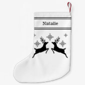 Zwarte en witte rendieren met sneeuwvlokken kerst kleine kerstsok (Achterkant)