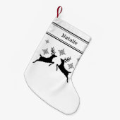 Zwarte en witte rendieren met sneeuwvlokken kerst kleine kerstsok (Voorkant (Hangend))