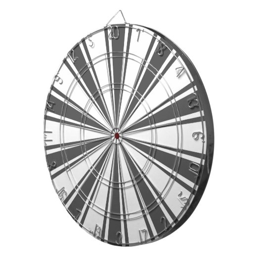 Zwarte en witte retro-funky sun strepen dartbord (Voorkant Rechts)
