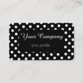 zwarte en witte retro polka visitekaartje (Voorkant)
