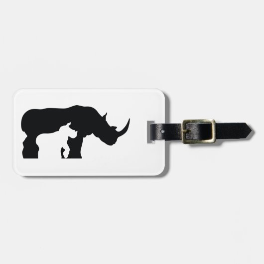 Zwarte en witte Rhino Bagagelabel (Voorkant horizontaal)