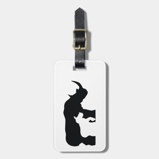 Zwarte en witte Rhino Bagagelabel (Voorkant verticaal)