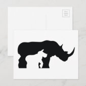 Zwarte en witte Rhino Briefkaart (Voorkant / Achterkant)