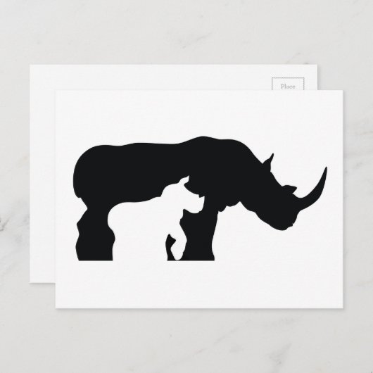 Zwarte en witte Rhino Briefkaart (Voorkant / Achterkant)