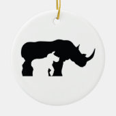 Zwarte en witte Rhino Keramisch Ornament (Voorkant)