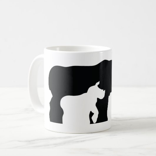 Zwarte en witte Rhino Koffiemok (Voorkant links)