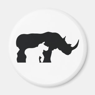 Zwarte en witte Rhino Magneet