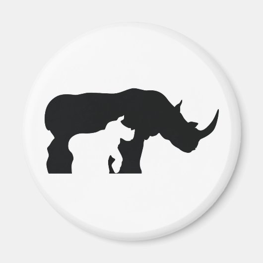 Zwarte en witte Rhino Magneet (Voorkant)
