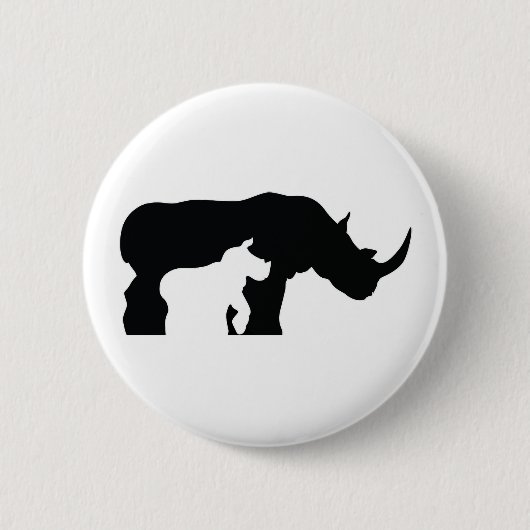 Zwarte en witte Rhino Ronde Button 5,7 Cm (Voorkant)