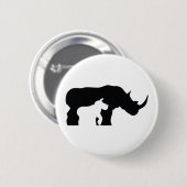 Zwarte en witte Rhino Ronde Button 5,7 Cm (Voorkant /achterkant)